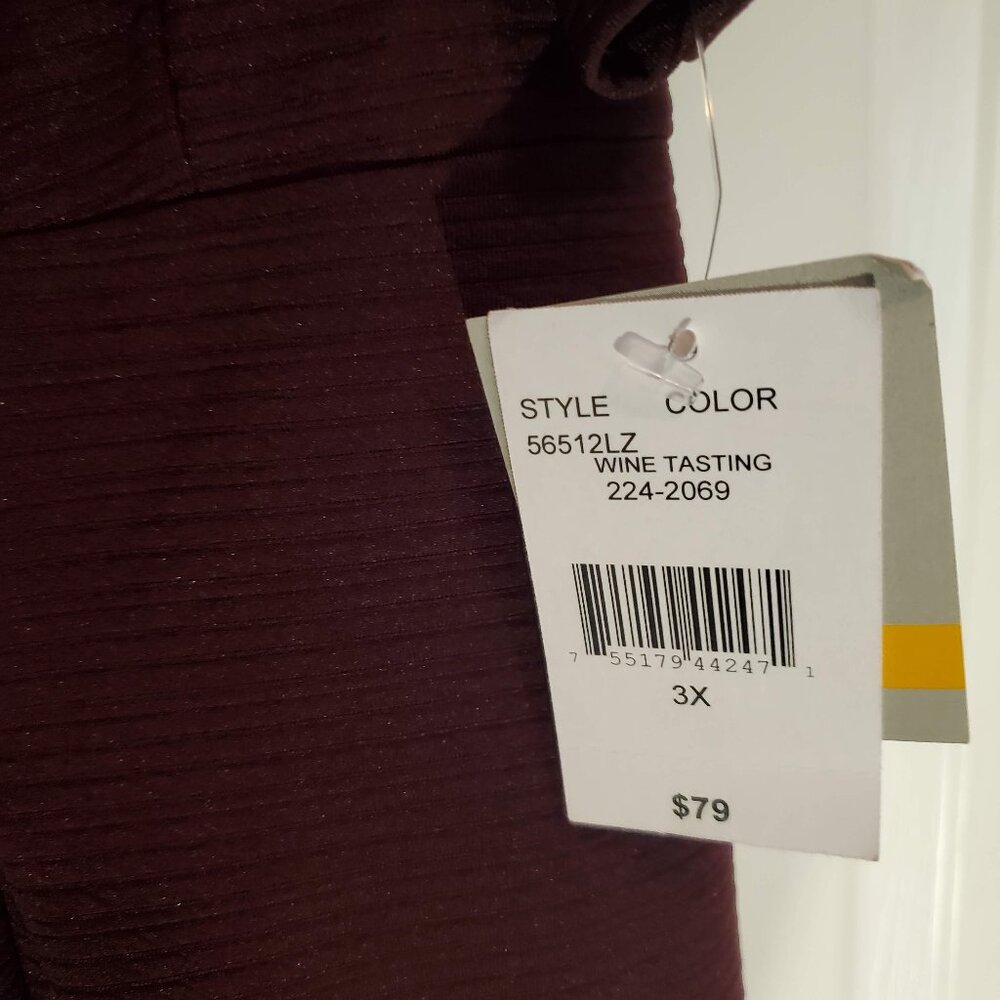 NWT Danny & Nicole Fit & Flare Burgundy Textured SS Zipper Dress Size 3x - Picture 6 of 7